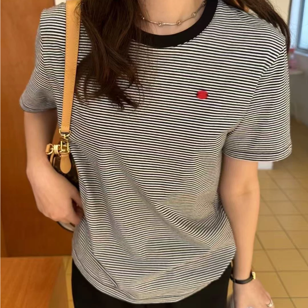 【晴子精选】夏季新款显瘦时尚ins百搭休闲条纹短袖T恤