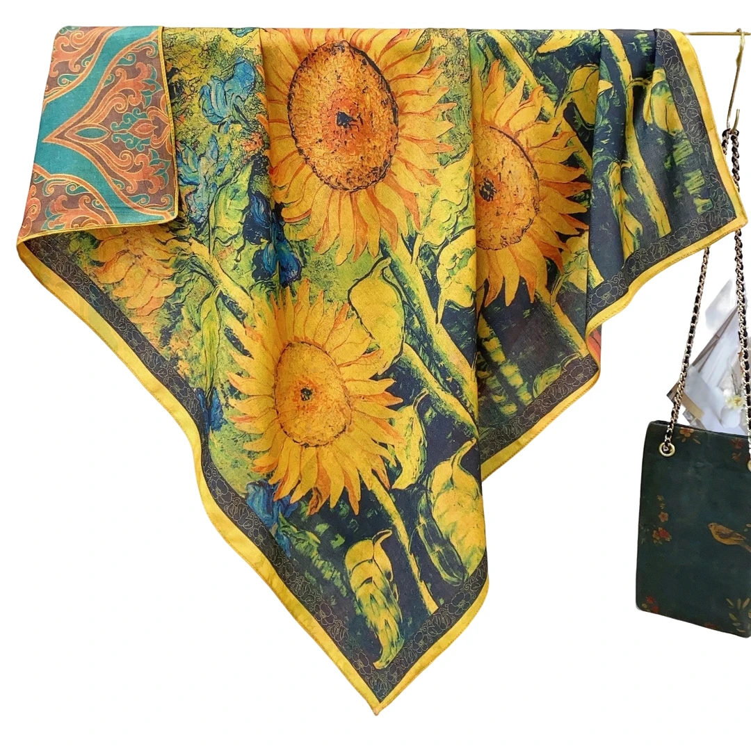 围巾丝巾时尚亲肤气质围巾复古90公分百搭保暖大方女士方巾围巾