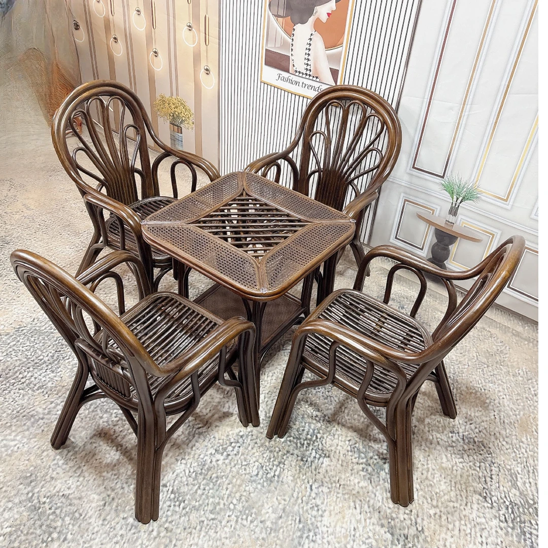 印尼玛瑙天然植物藤家用艺术休闲大气桌椅套件五件套座椅阳台藤椅