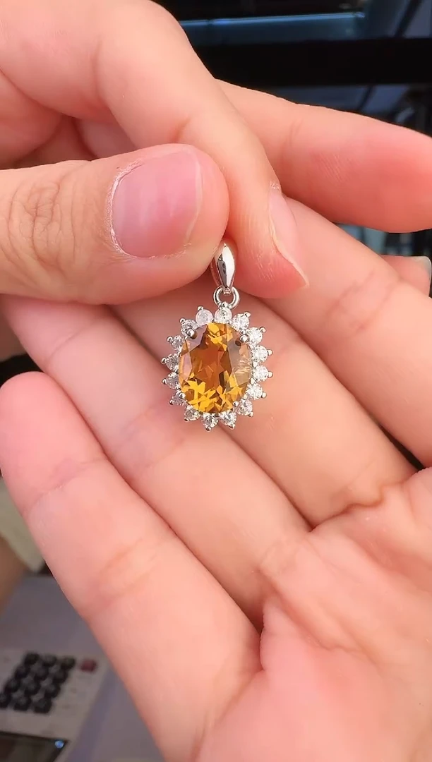 吊坠(不含链)银S925镶嵌黄晶001