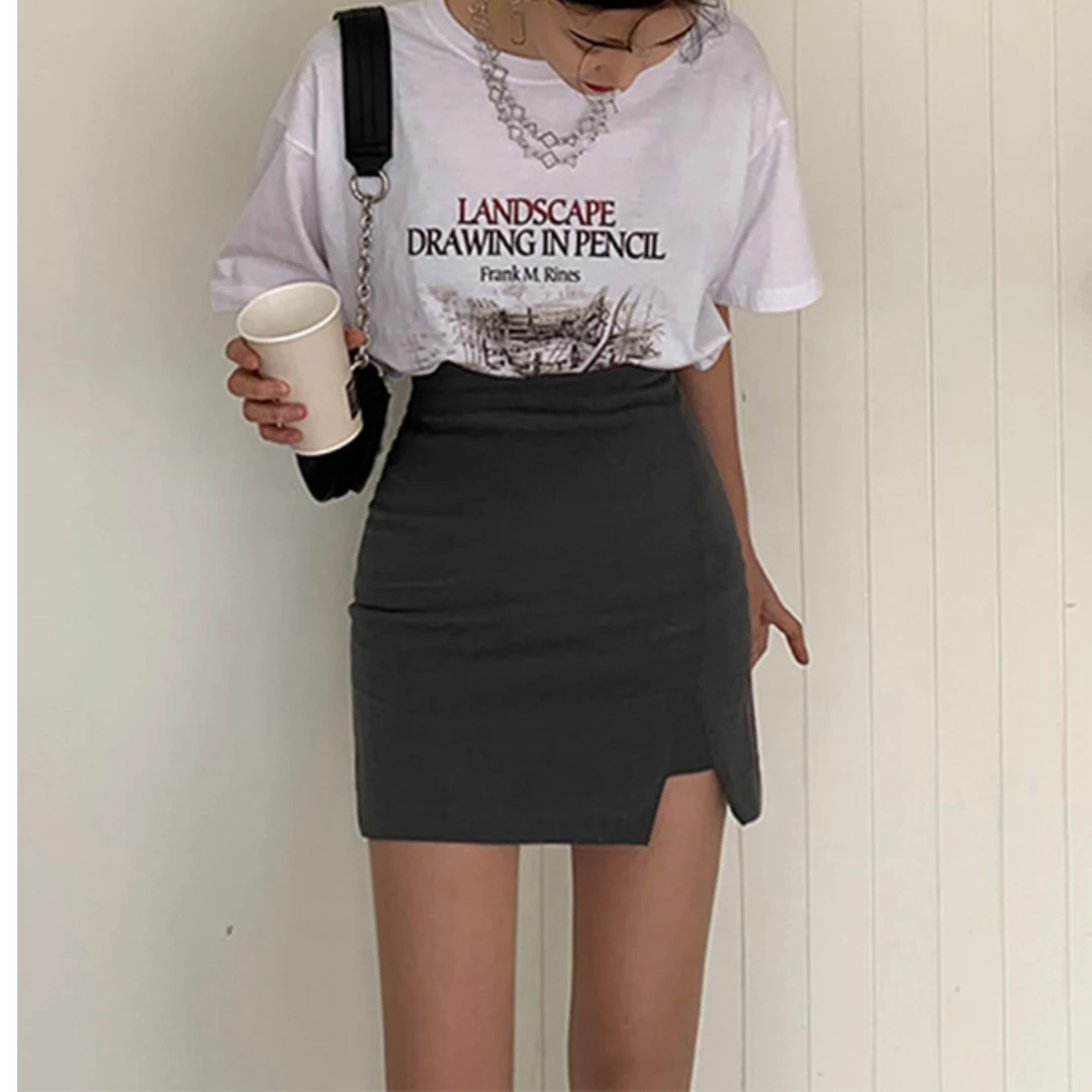 包臀半身裙女2025年春天新款高腰热辣短裙开叉灰色西装一步包裙子