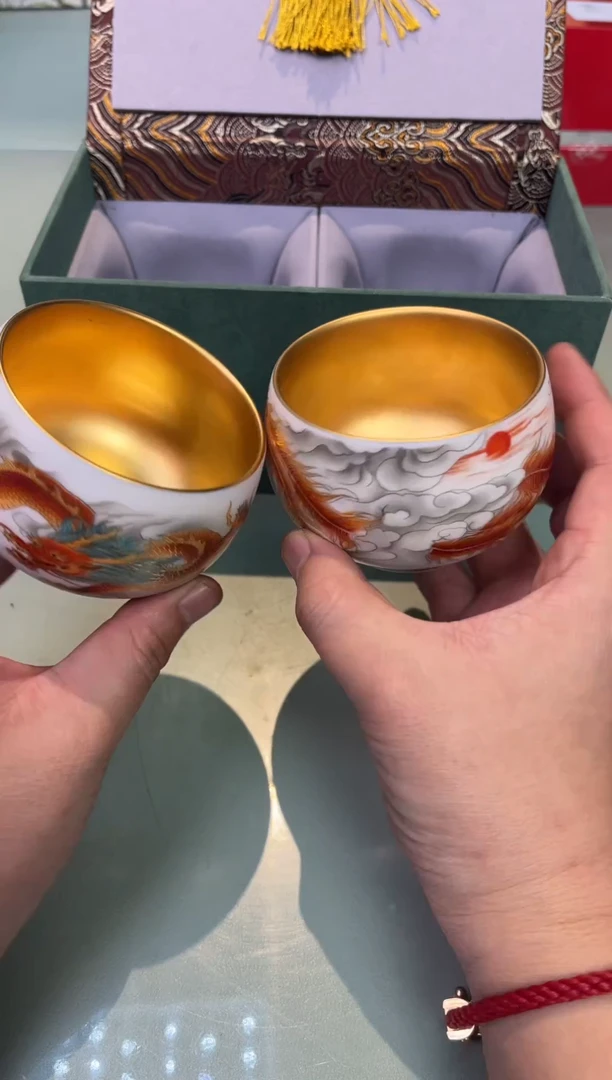 【闪购商品】瓷片龙凤金杯