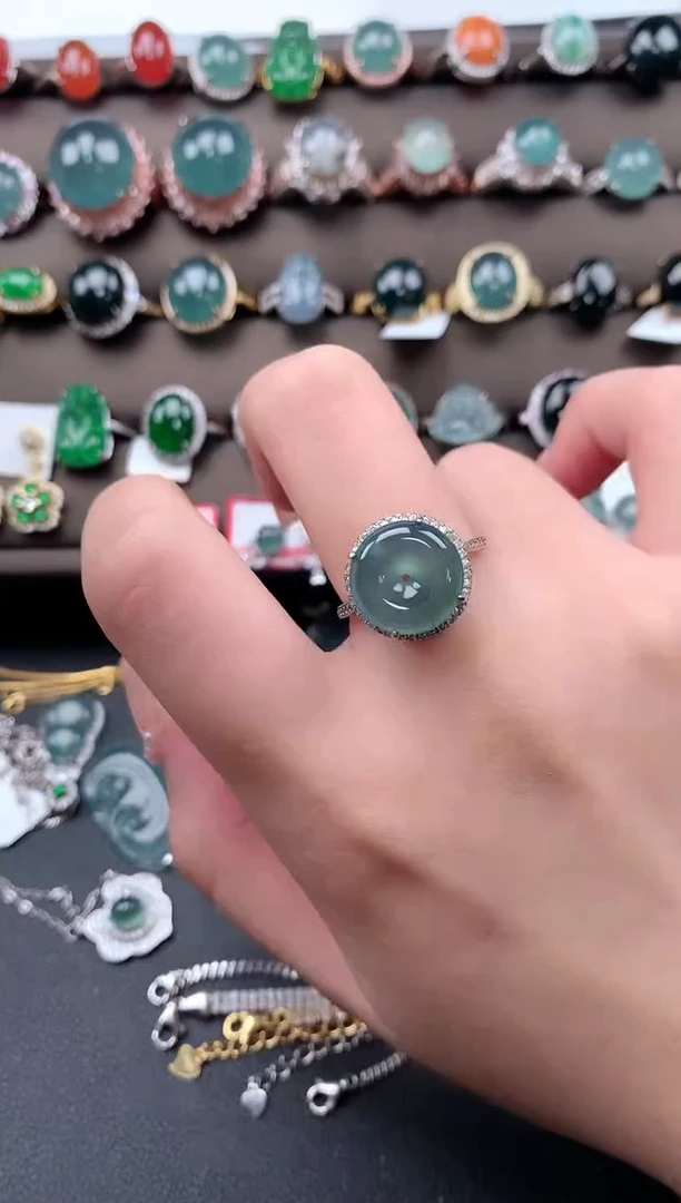 【闪购商品】翡翠戒指银S925镶嵌52141