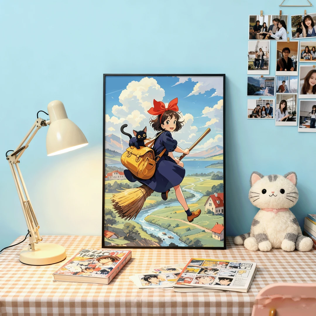 魔女宅急便琪琪装饰画宫崎骏挂画卧室电竞房动漫装饰挂画