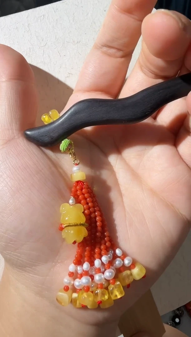 未镶嵌南红玛瑙发簪南红流苏发簪