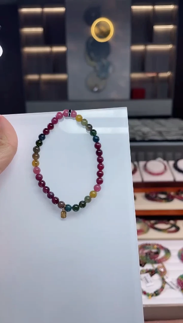 未镶嵌老矿碧玺单圈手串5mm+碧玺（多样性发一条）Q