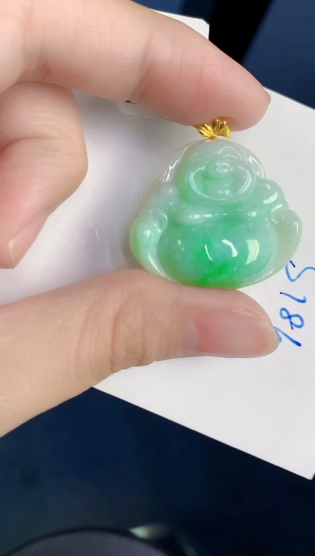 颈饰18K金镶嵌翡翠天然翡翠缅甸A货