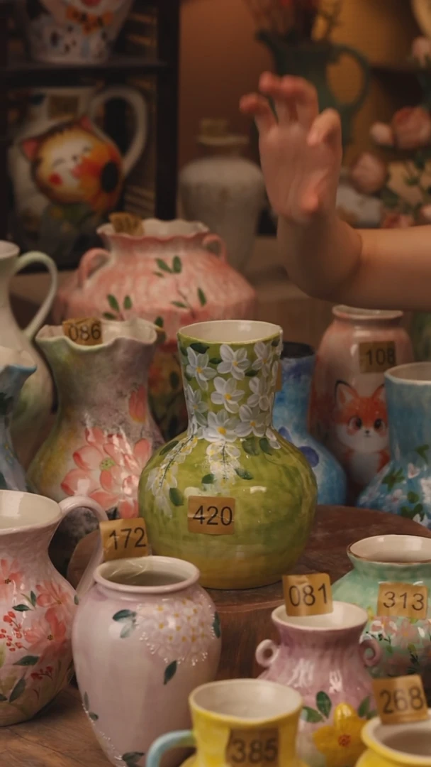 陶瓷420景德镇设计师手作花器摆件侘寂风