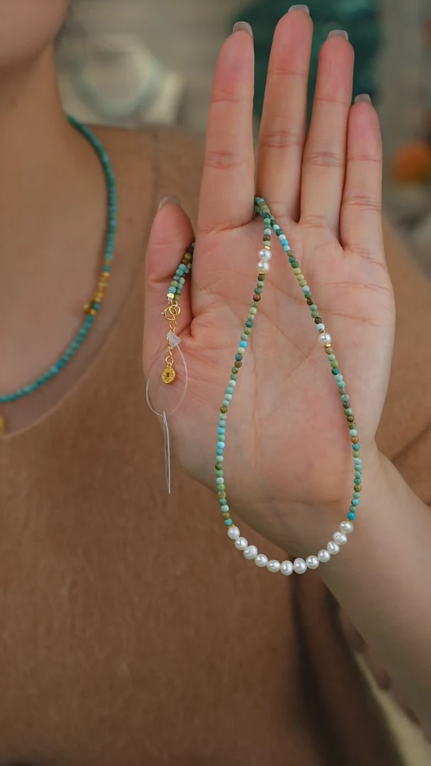 【闪购商品】绿松石项链银S925镀金镶嵌多样性发货