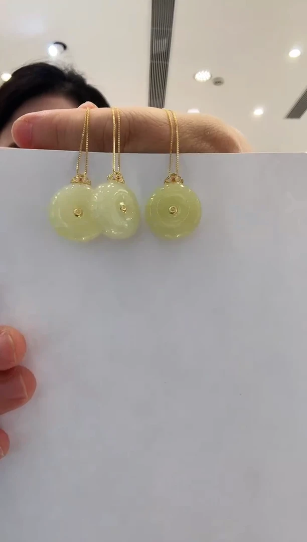 和田玉18K金镶嵌颈饰46多样发一20*9.0