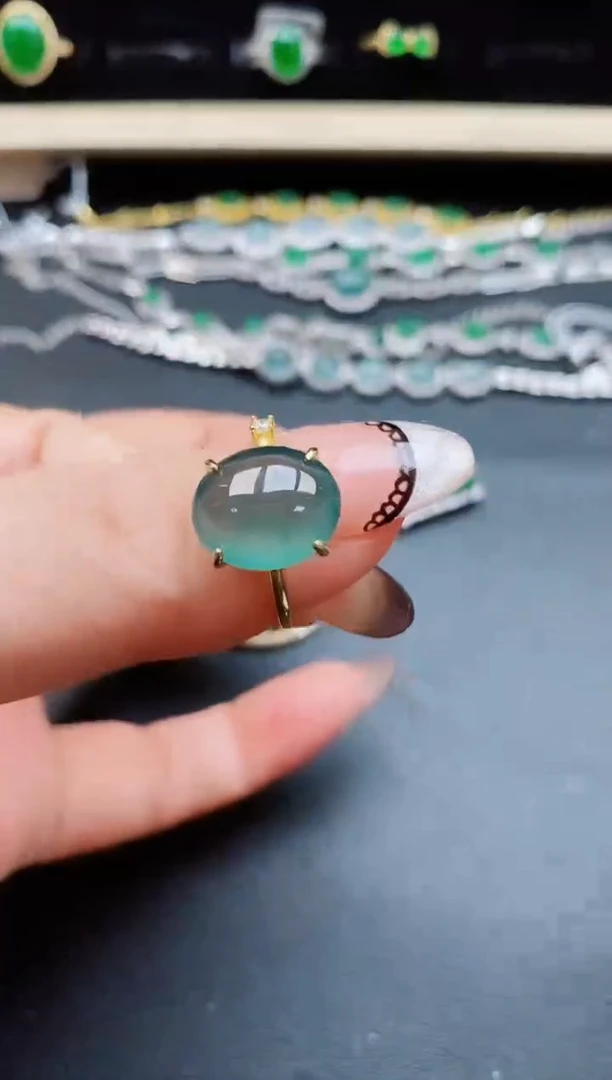 翡翠戒指银S925镶嵌508050