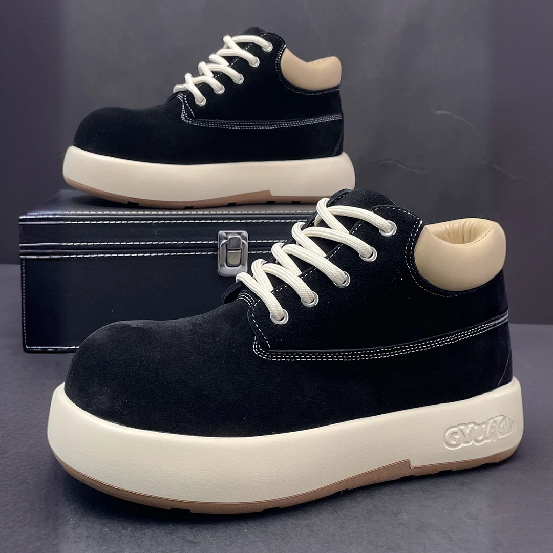 纪诗哲马丁靴男士厚底冬季时尚增高软皮靴子休闲个性百搭切尔西靴