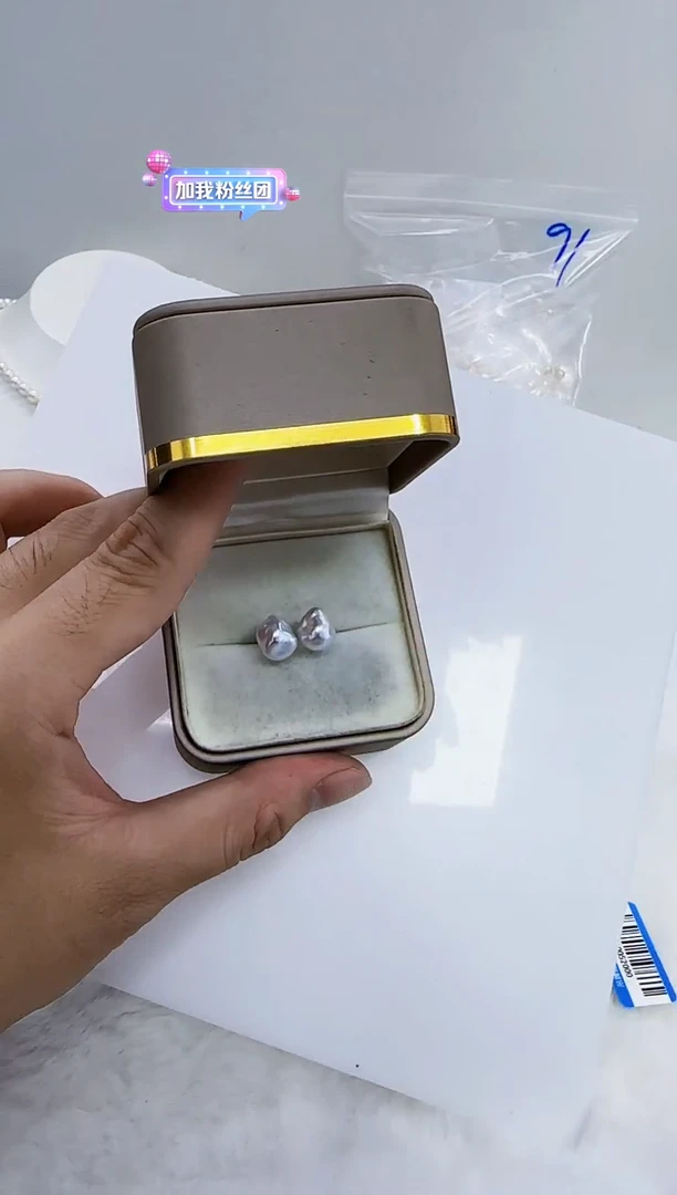 银S925镶嵌淡水珍珠DA巴洛克珍珠耳饰 y155