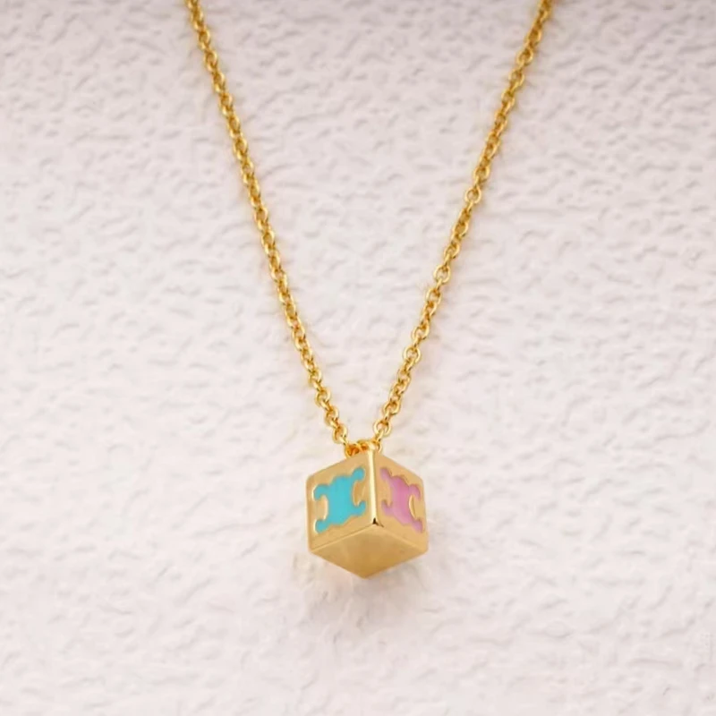 合金项链 镀K金 凯旋门方块项链 ZF-B457