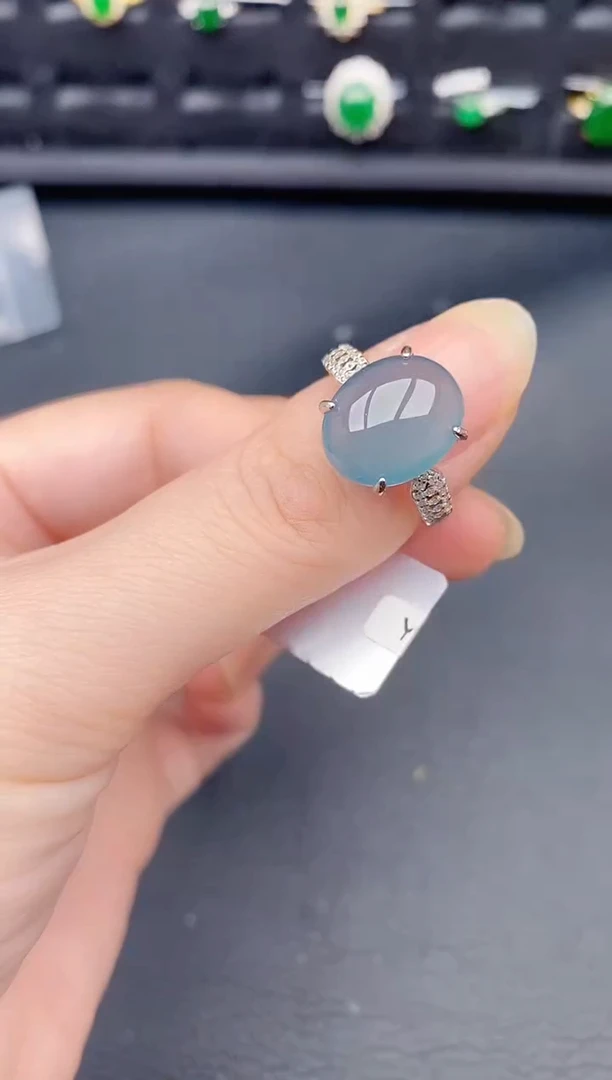银S925镶嵌戒指翡翠天然a货翡翠258