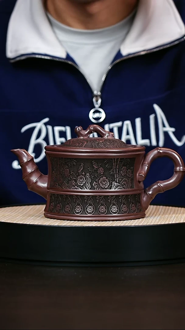 茶壶紫砂原矿紫砂壶一品竹段1000cc