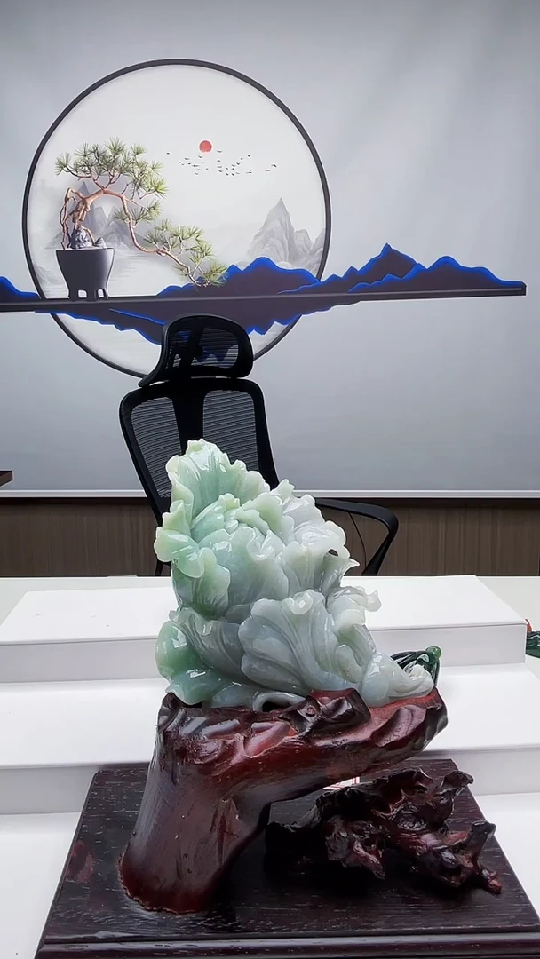 未镶嵌定制翡翠毛货摆件54赠底座