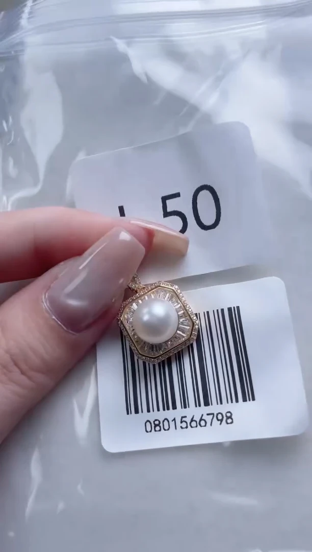 银S925镶嵌海水珍珠吊坠L50