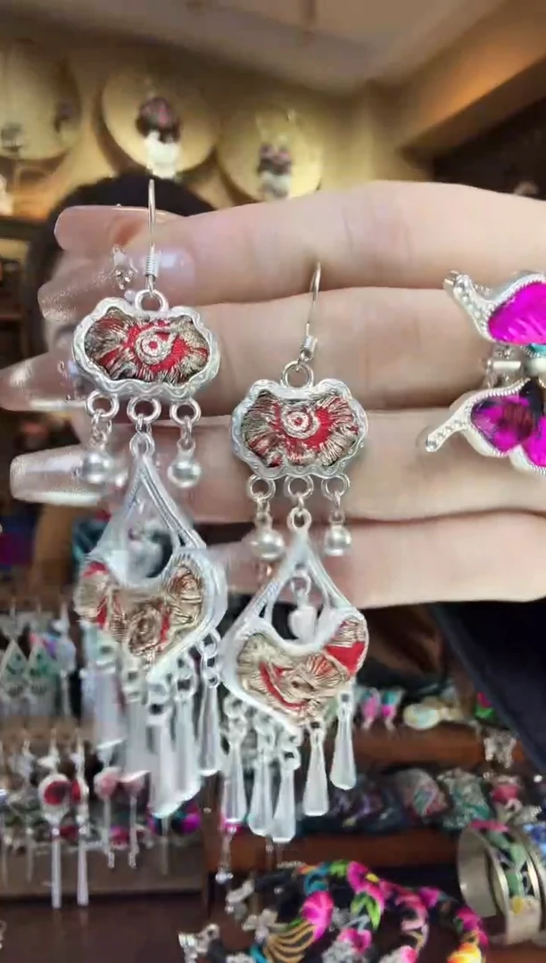 刺绣非遗刺绣民族风耳环