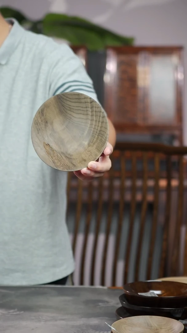 金丝楠685号阴沉满花手工原木坚果盘15cm