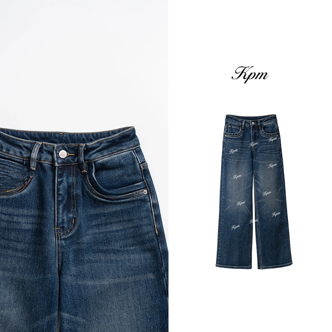 冬季新品欧美风经典复古有型垂感加厚百搭有型修身牛仔裤女JN8963