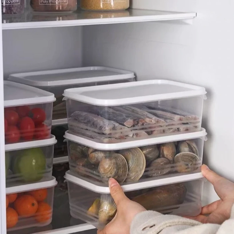 【到手4个2000ml】保鲜盒冰箱收纳盒大容量冰箱冻肉可微波分装格子