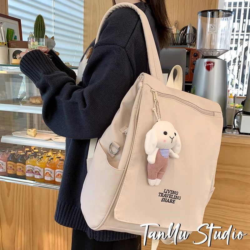 探屿书包女大学生双肩包大容量笔记本电脑背包14寸通勤旅行包新款