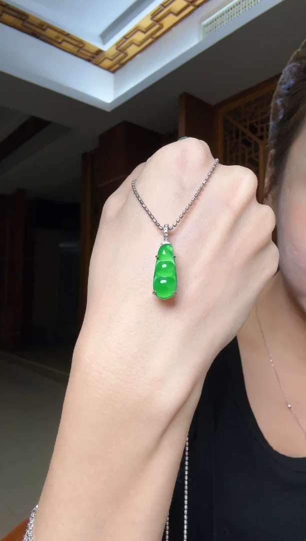 吊坠(不含链)银S925镶嵌翡翠天然翡翠吊坠