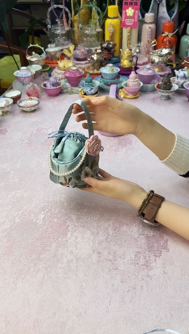 45蓝色提篮茶事包