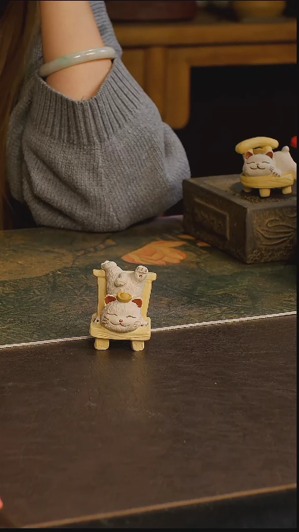 紫砂茶宠板凳猫茶宠