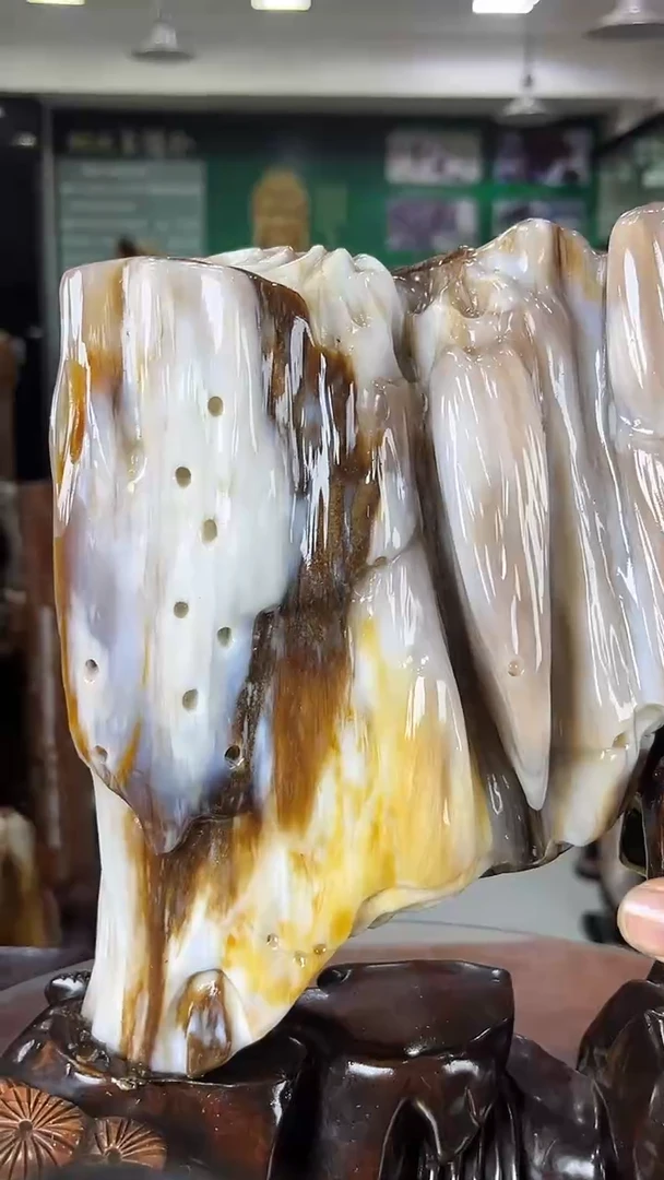 缅甸天然树化玉摆件