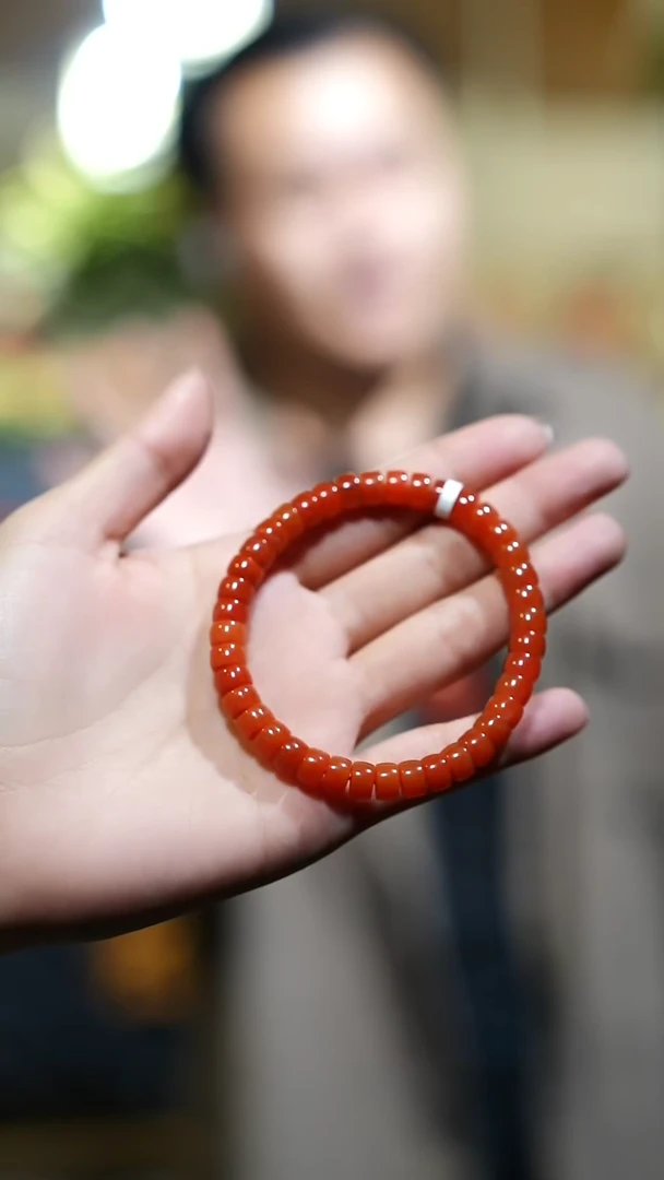 未镶嵌手串南红玛瑙柿子锦直切手串卡7.5mm