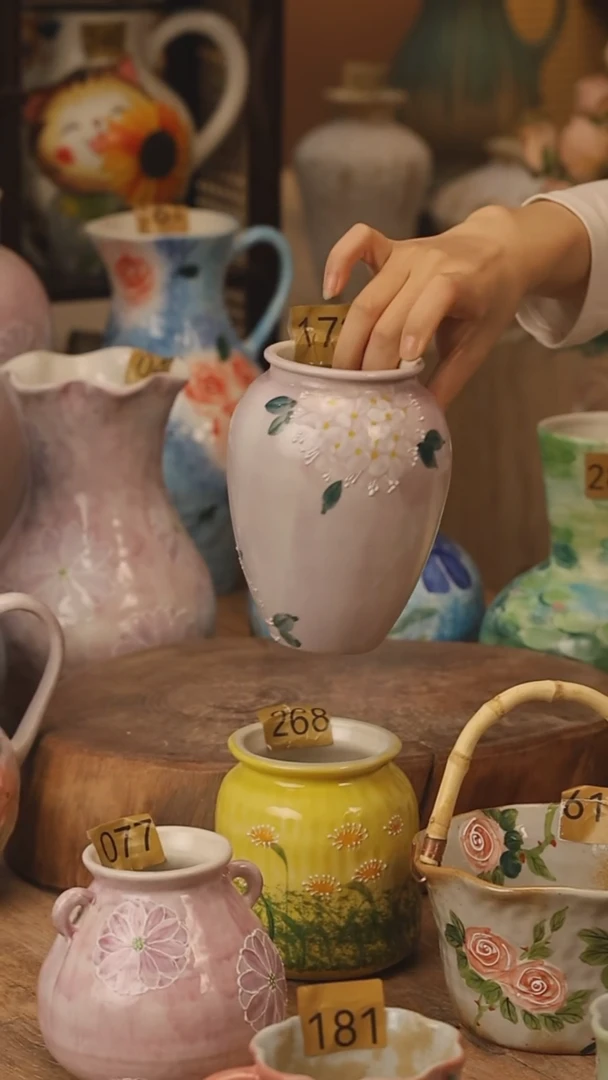 陶瓷景德镇设计师手作花器摆件侘寂风@M172@