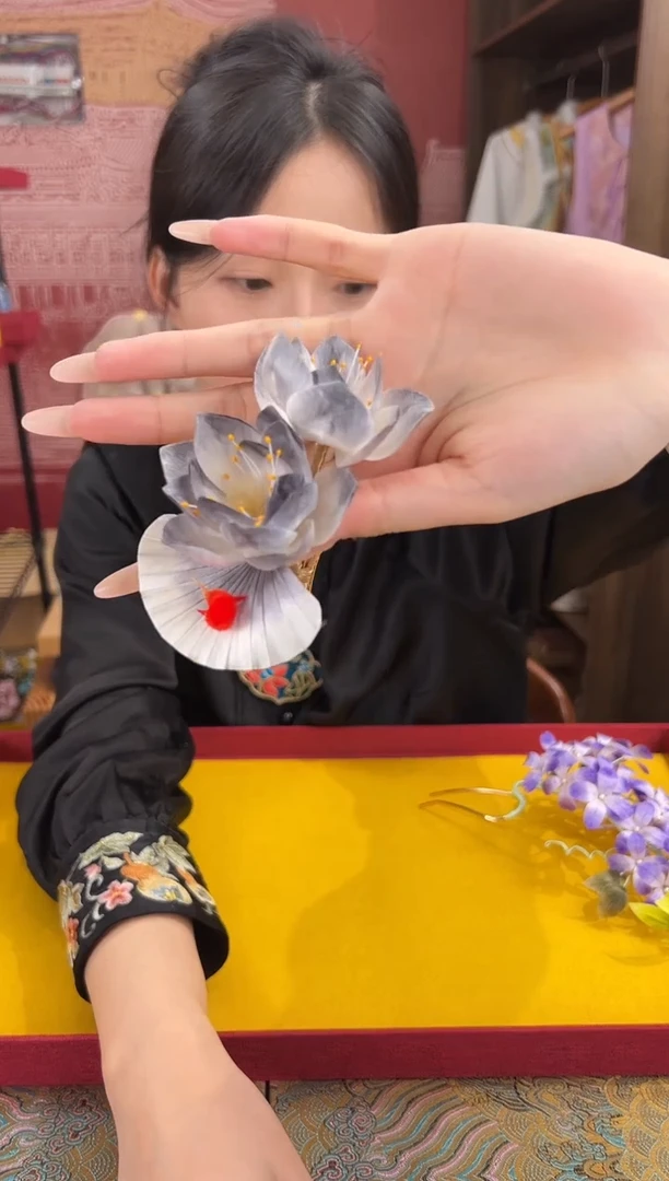 刺绣非遗绒花（发饰）