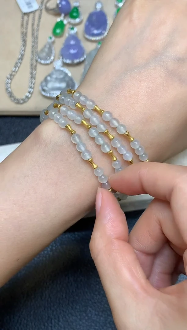 18K金镶嵌手串翡翠珠子【无服务费多样性发其一