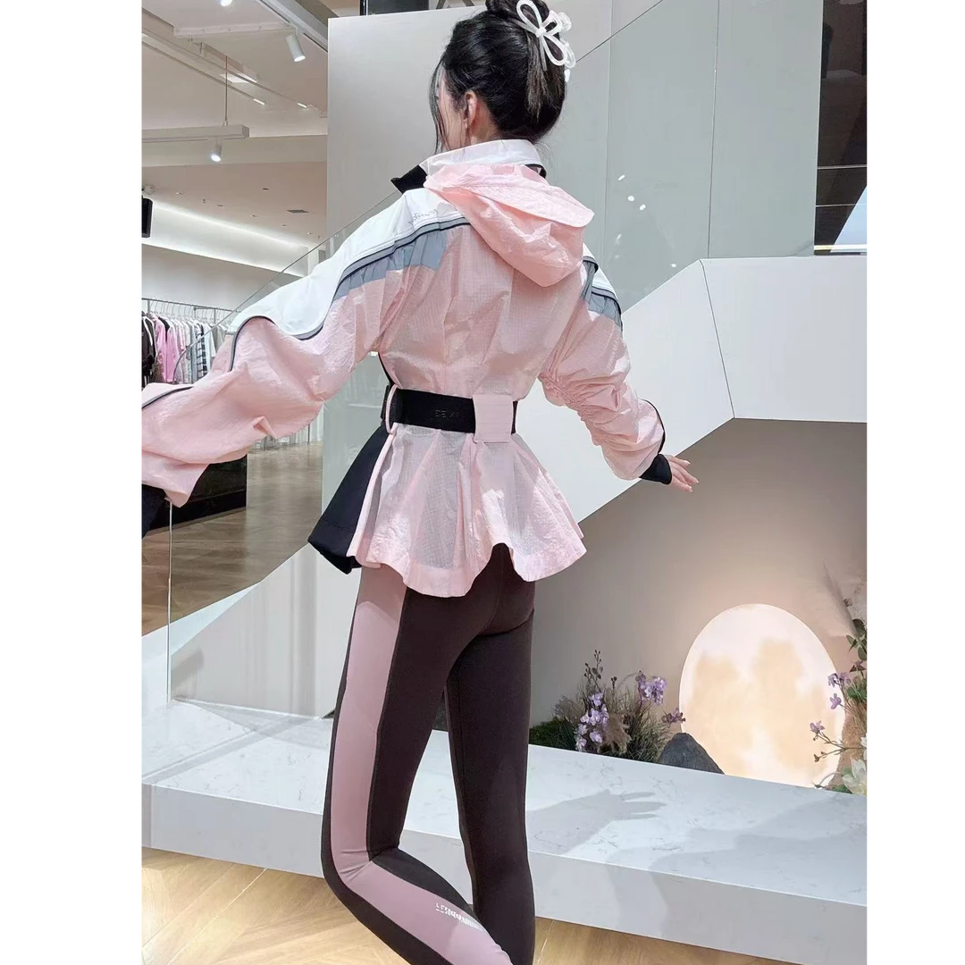 FENGGY休闲运动风黑粉外套瑜伽裤长袖短款时尚百搭春季连帽宽松