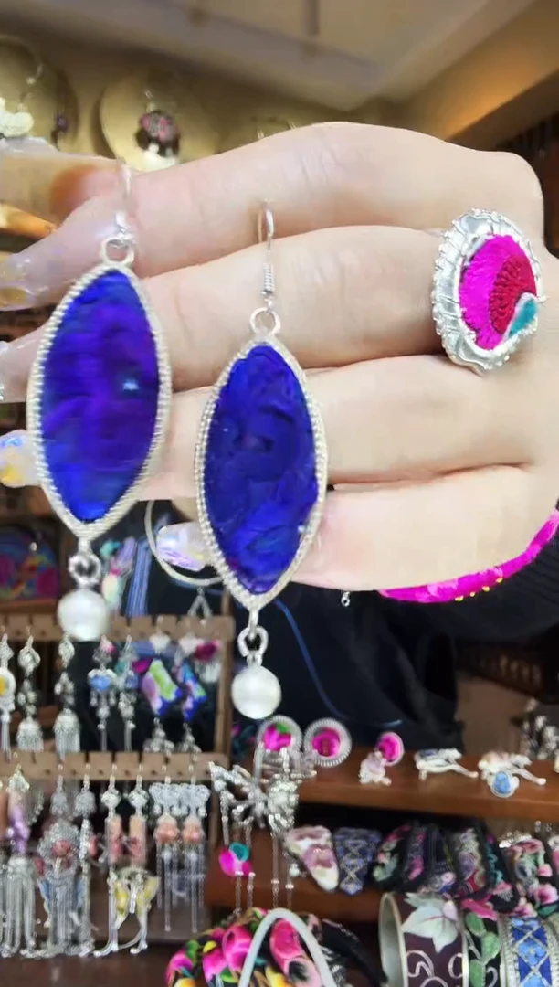 刺绣非遗刺绣民族风耳环