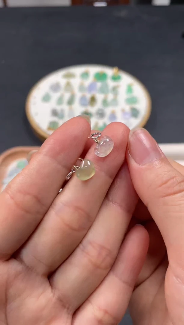 吊坠(不含链)银S925镶嵌翡翠2个JK318