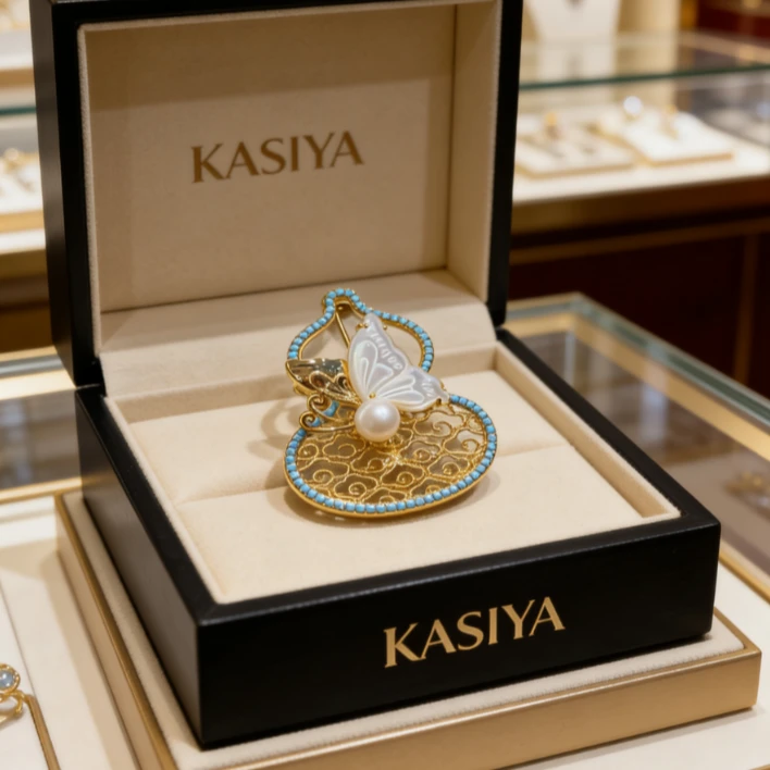 kasiya/卡思雅 铜合金贝壳胸针 蓝松色葫芦胸针时尚百搭款