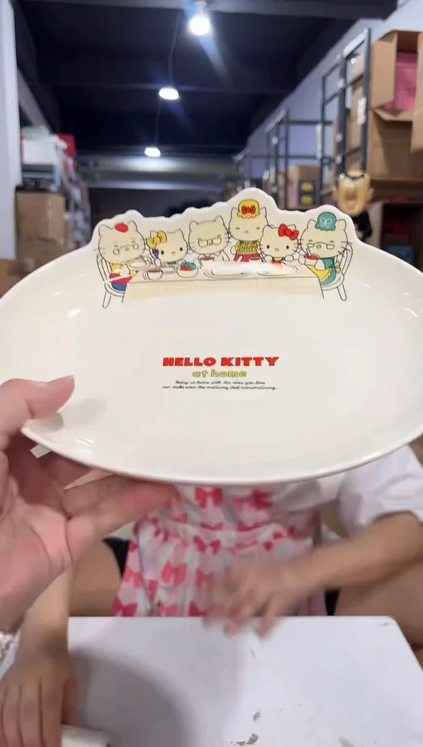 瓷片原盒kt猫一家人合集餐盘