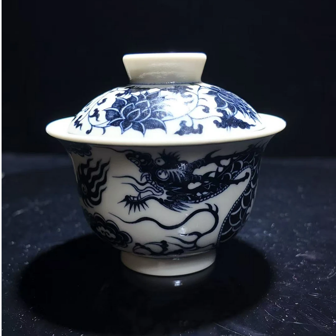 元经秘旨青花1351龙元宝盖碗