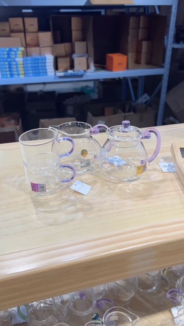 禾器-清莲壶-浅紫色+浮莲浅紫+逸杯两只