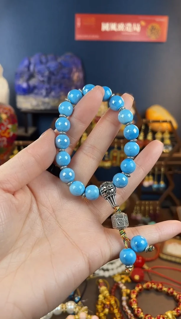 手工艺品琉璃，蓝色琉璃手串