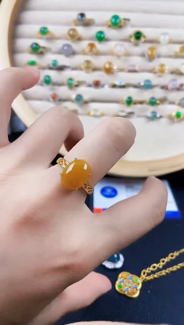 翡翠戒指银S925镶嵌4241