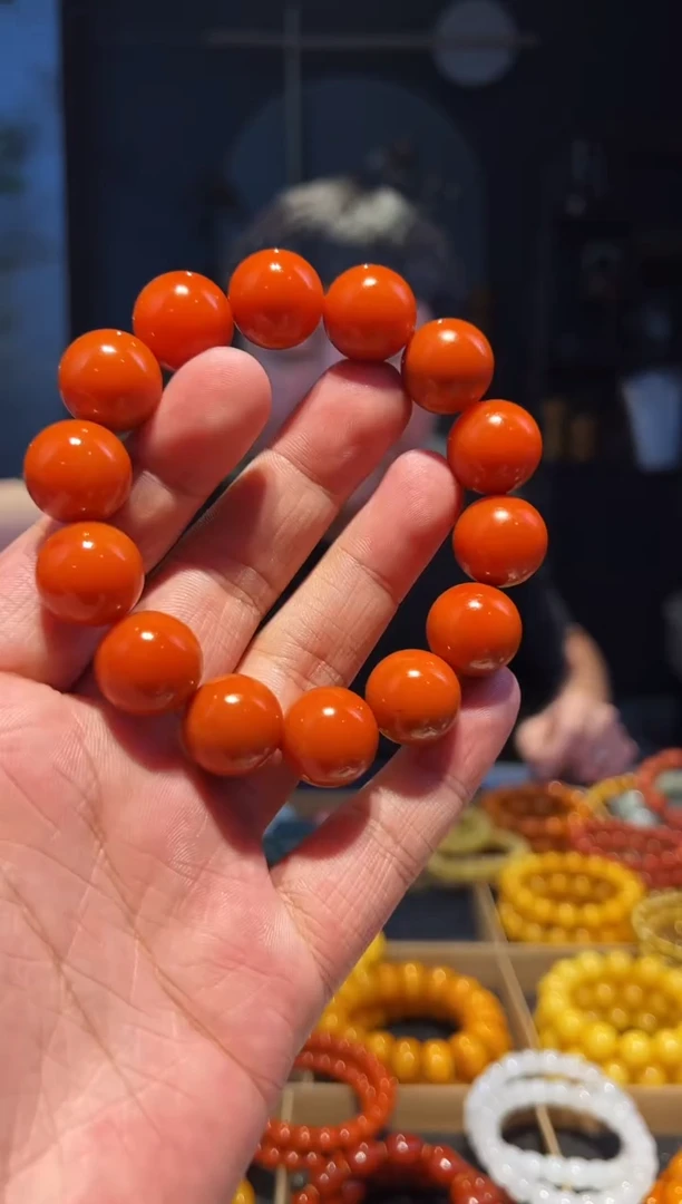 未镶嵌手串南红玛瑙16+柿子黄