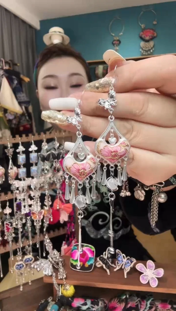 刺绣纯手工民族风刺绣耳环