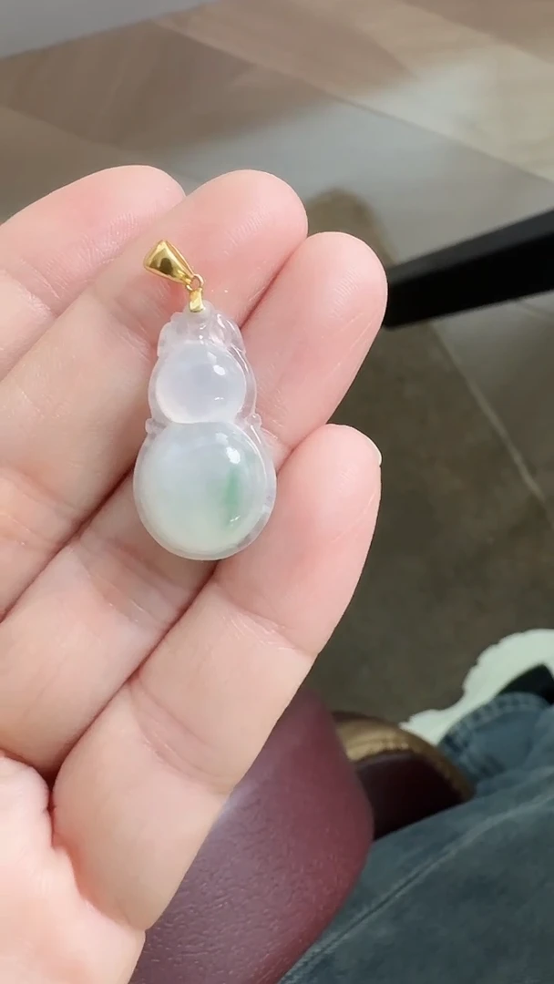 颈饰18K金镶嵌翡翠ღ****°葫芦荣倩