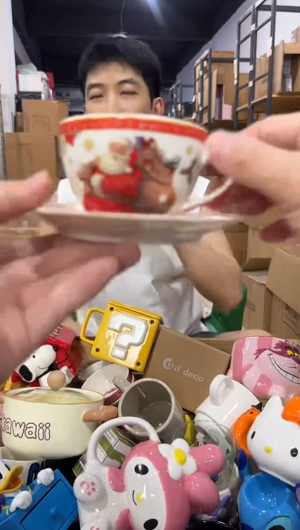 瓷片圣诞老人一杯一碟