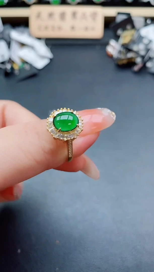 银S925镶嵌戒指翡翠1