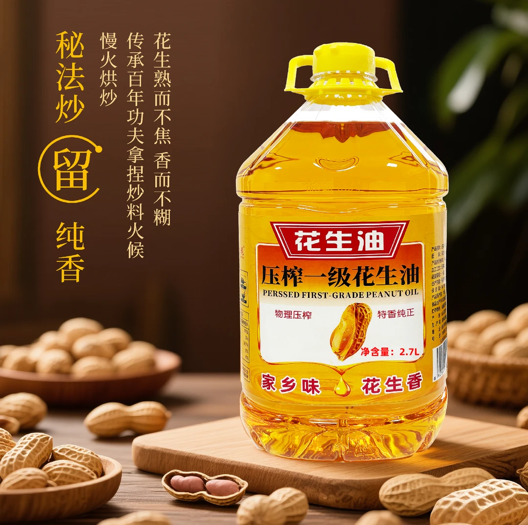 【双12专属补贴100】 净重5斤 物理压榨一级花生油 现榨新鲜健康-1